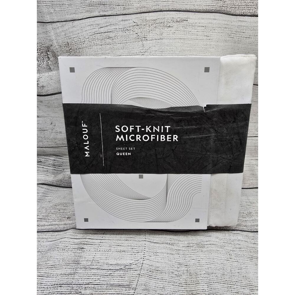 Malouf Soft-knit Microfiber Queen Sheet Set New In Package White